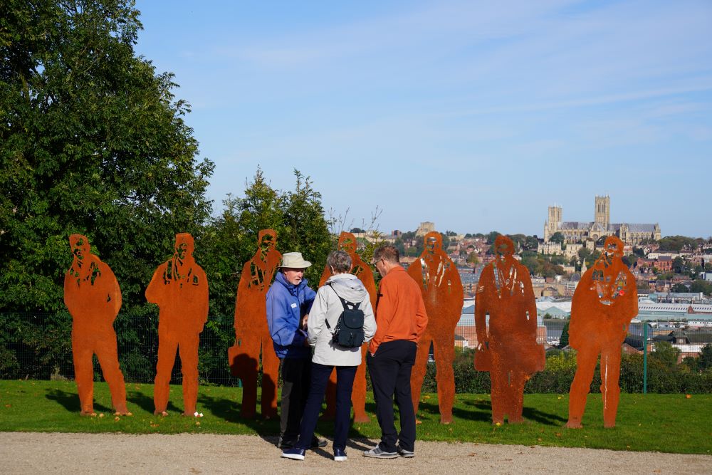 Volunteers are on hand to explain the significance of the memorials.